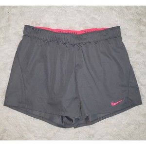 Nike Dri Fit Sz L Large Work Out Shorts Gray Pink Elastic Waistband Activewear